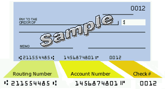 Routing number on check